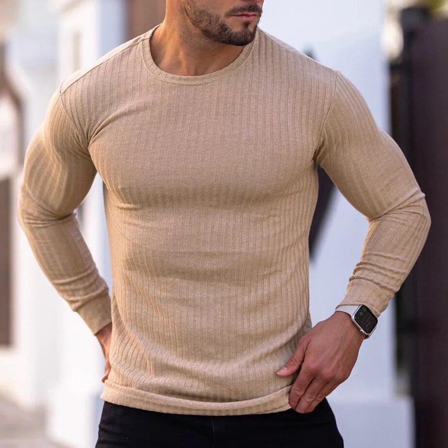 Spring Autumn Fashion Mens Thin Sweaters Casual Roll Neck Solid Pit Strip Slim Fit Sweaters Men Turtleneck Pullover