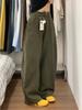 Women's Autumn Retro Military Green Wide-Leg Cargo Jeans