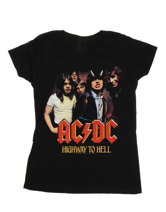 Женская/женская хлопковая футболка ACDC Highway To Hell Group