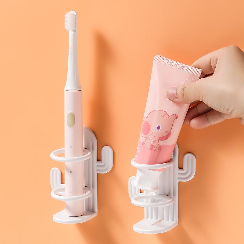 Неперфорированный держатель для зубных щеток, милый кактус, экономящий место, настенный водонепроницаемый и сливной держатель для зубных щеток
