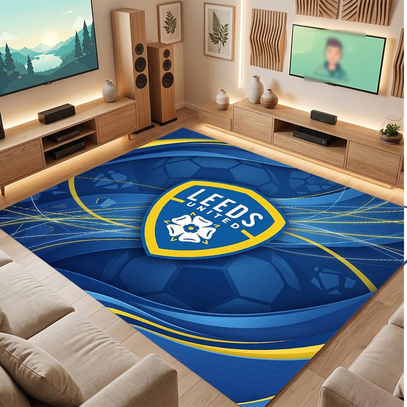 Ковер из хрустального бархата с принтом футбольного клуба Leeds United, Удобный, Впитывающий влагу, Нескользящий, Для помещений