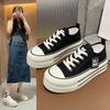 Маленькие белые туфли женские весна 2024 новая корейская версия парусиновые на платформе спортивная мода повседневная спортивная обувь для сноуборда женская обувь