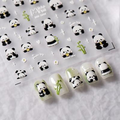 Наклейка для ногтей с рисунком панды 5D Bamboo Letter Водонепроницаемая самоклеящаяся наклейка для ногтей для женщин и девочек