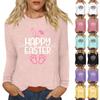 Long Sleeve Shirts For Women Easter Carnival Print Graphic Tees Blouses Casual Basic Tops Pullover