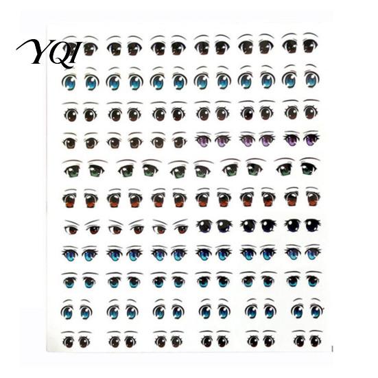 Clay Doll Face Accessories Eye Stickers for Dolls, DIY Water Transfer Decals, Multi Size Anime Paper Models Realistic Colorful Eyes Crafting
