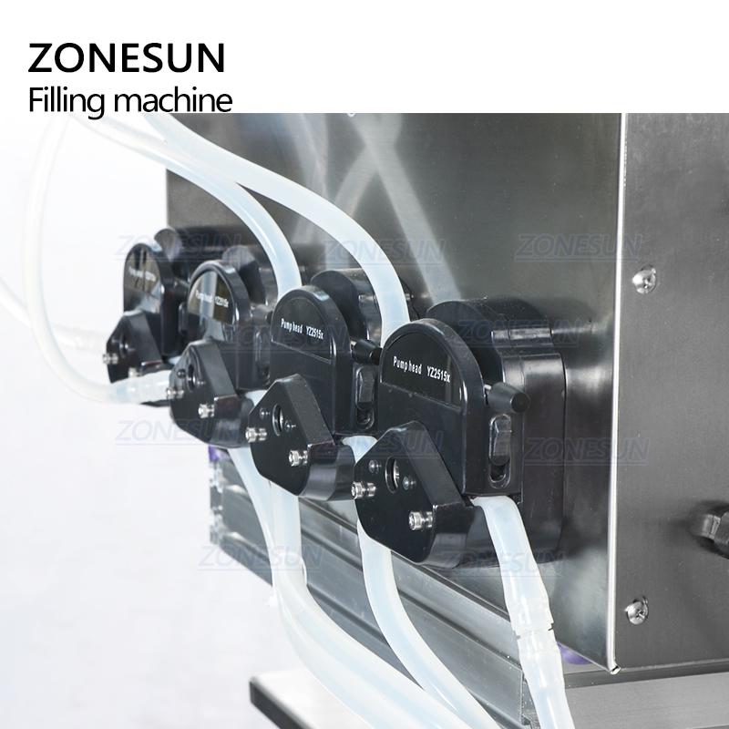 ZONESUN ZS-DTPP4C Automatic Tabletop Peristaltic Pump Filling Machine for Eye Drop Cosmetics Essential Oil Bottles