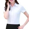 Женская рубашка с лацканами, коротким рукавом, пуговицами, планкой, рубашка, топы, однотонная, облегающая, офисная, деловая рубашка, рабочая одежда