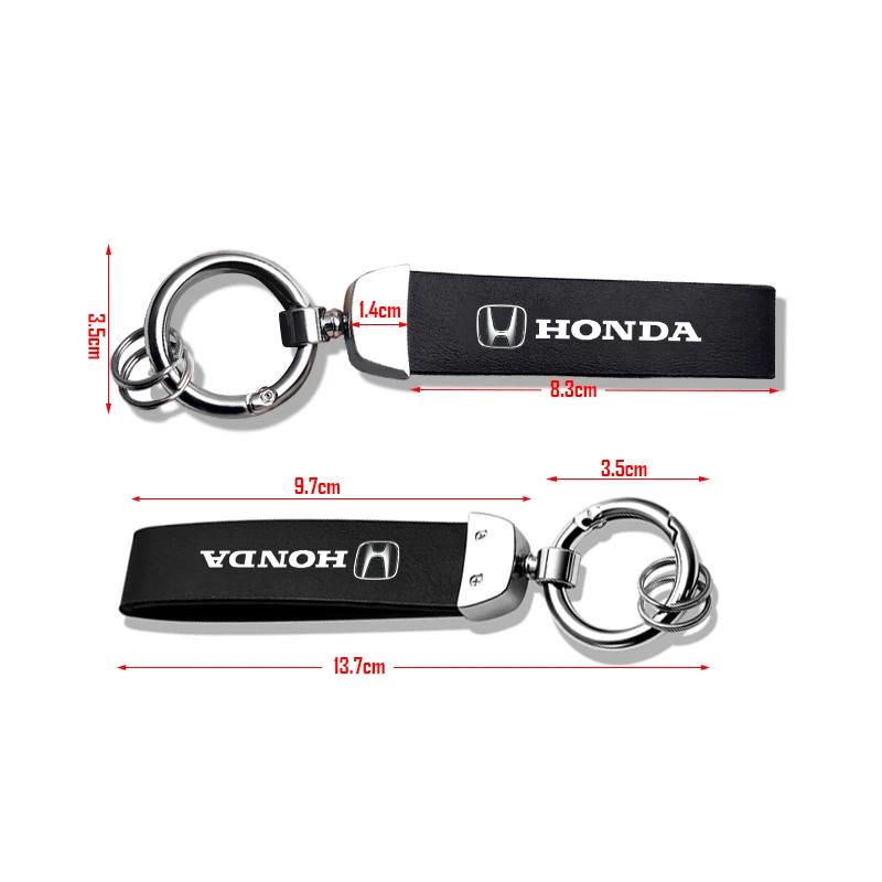 PCVHD1 Car Metal Key Chain Fine Leather Emblem Key Ring For Honda Civic Accord Odyssey City Pilot Jazz CRV HRV Legend Accessories