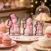 Indoor Holiday Fireplace Decor 3Pcs Christmas Wooden Tabletop Decor, Cute Snowman Gingerbread Man Figurines, Gift for Home Table Centerpiece,