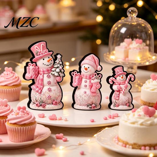 Indoor Holiday Fireplace Decor 3Pcs Christmas Wooden Tabletop Decor, Cute Snowman Gingerbread Man Figurines, Gift for Home Table Centerpiece,