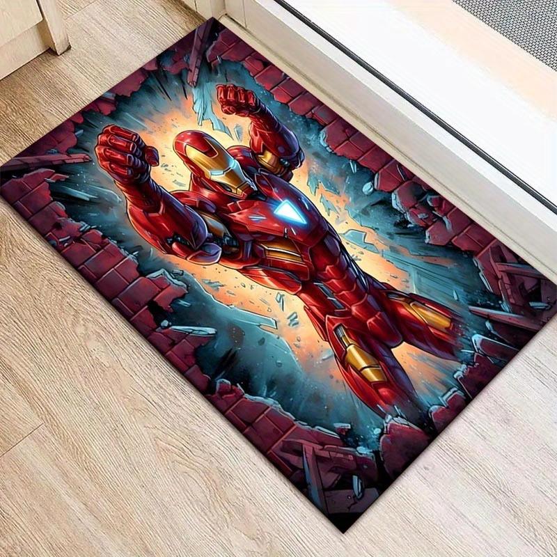 1pc Iron Man Pattern Area Rug Soft Flannel Floor Mat for Living Room,Office,Bedroom and Carpet,Sofa Coffee Table Floor Mat