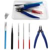 WMYCONGCONG 8-Piece Plastic Model Tool Kit for Beginners, Includes a Design Cutter (5 Replacement Blades), Thin-Blade Nippers, File, Precision Tweezer
