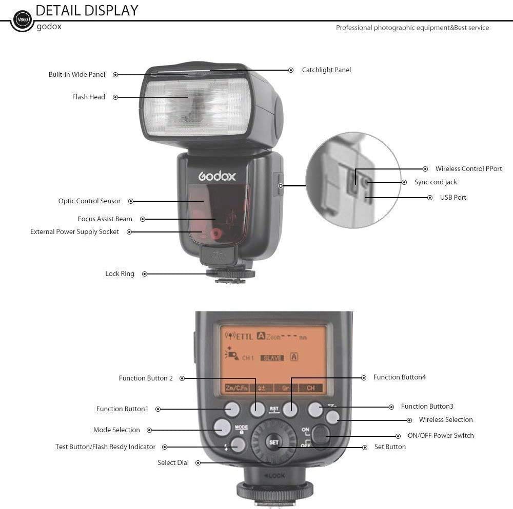 GODOX V860IIS Camera Flash with Lithium Battery for Sony DSLR Cameras GN60 2.4G TTL Auto Flash 1/8000s High Speed Sync [Used]