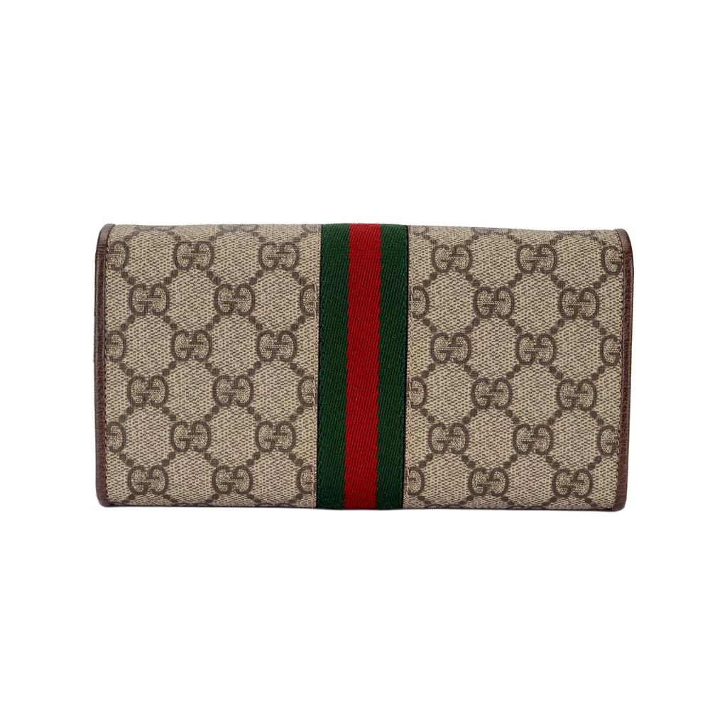 Gucci Ophidia Логотип Полоска Ткань и Кожа Ремень-цепочка на Плечо Женская Сумка Женские Сумки Эбеновое Дерево Коричневый 546592-96IWS-8745