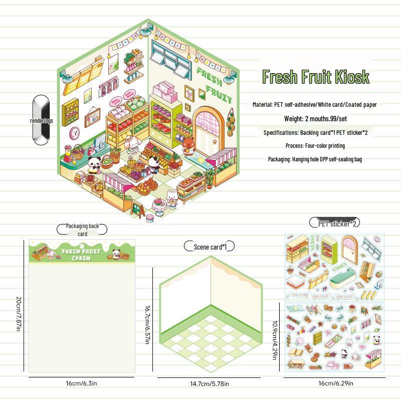 Fairy Tale Cottage 3D Landscape Stickers - Miniature Journal Decoration