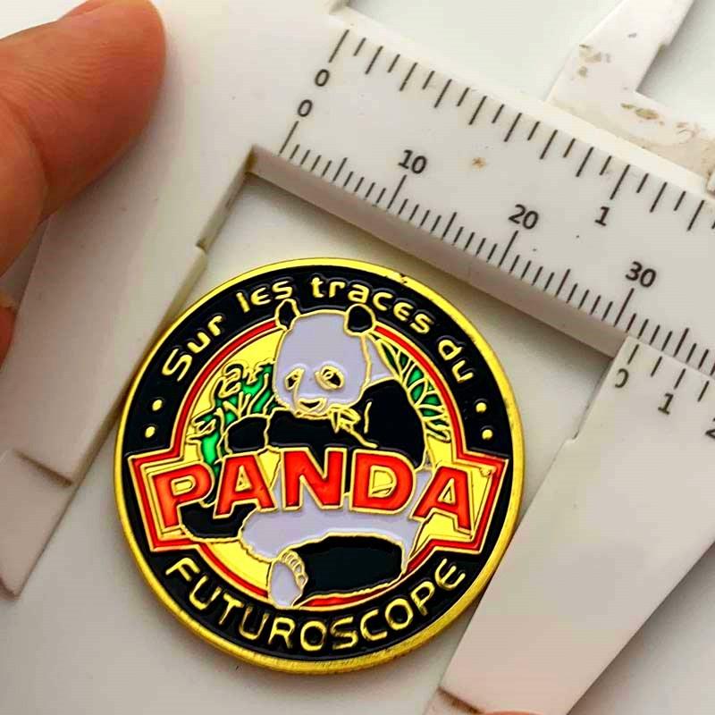 Badge, Panda Coin, Cartoon Commemorative Badge, Collector's Coin, Gold Coin, 30mm Painted Coin Commemorative Coin