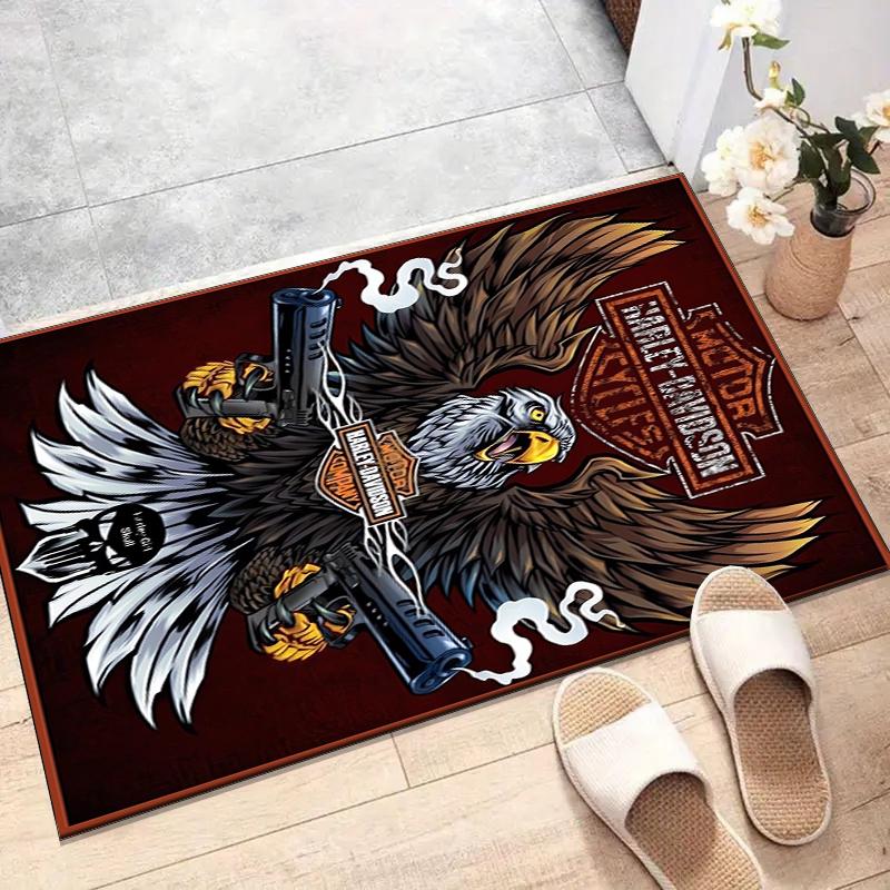 Vintage Motorcycle Polyester Carpet, Soft Indoor Mat for Office Chair, Living Room, Computer Desk - Decorative Home Office Rug Design
