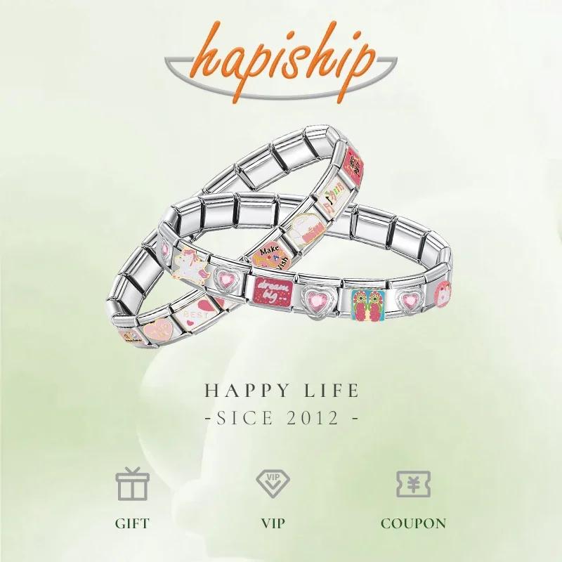 Hapiship Новый Золотой Цветок Сердце Земля Вишня Кофе DIY Итальянский Шарм Браслет Ювелирные Изделия из Нержавеющей Стали Изготовление DJ1404-C