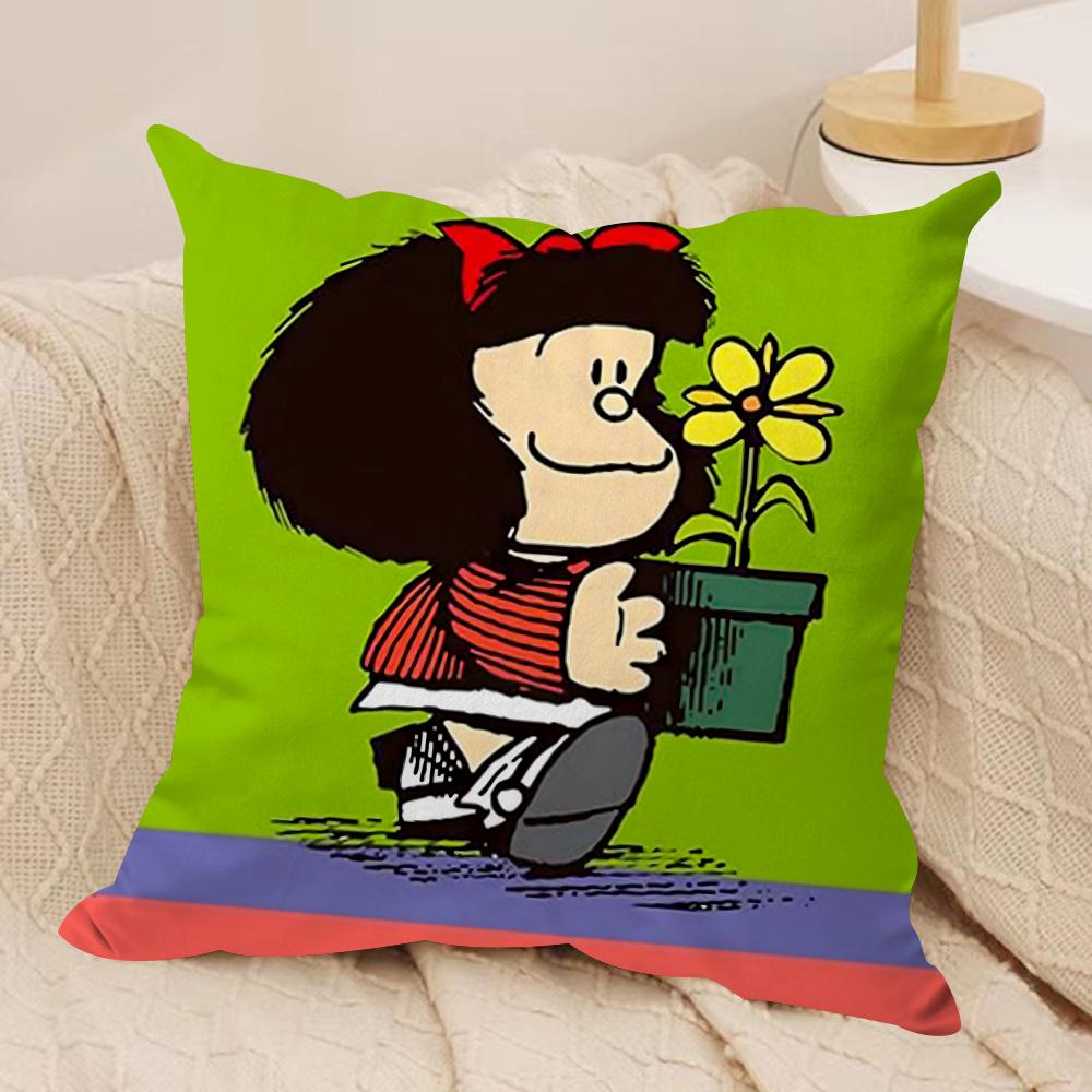 Cartoon MMafalda Cushion Cover Soft Plush DoubleSided Printed Sofa Pillow Cushion Cover  Cozy AllSeason Durable Decor Gift