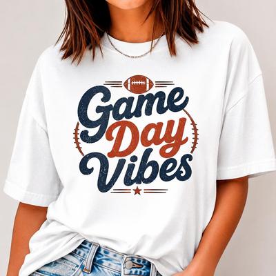 Retro Football Game Day Vibes Graphic Tee, Vintage Sports Fan Shirt