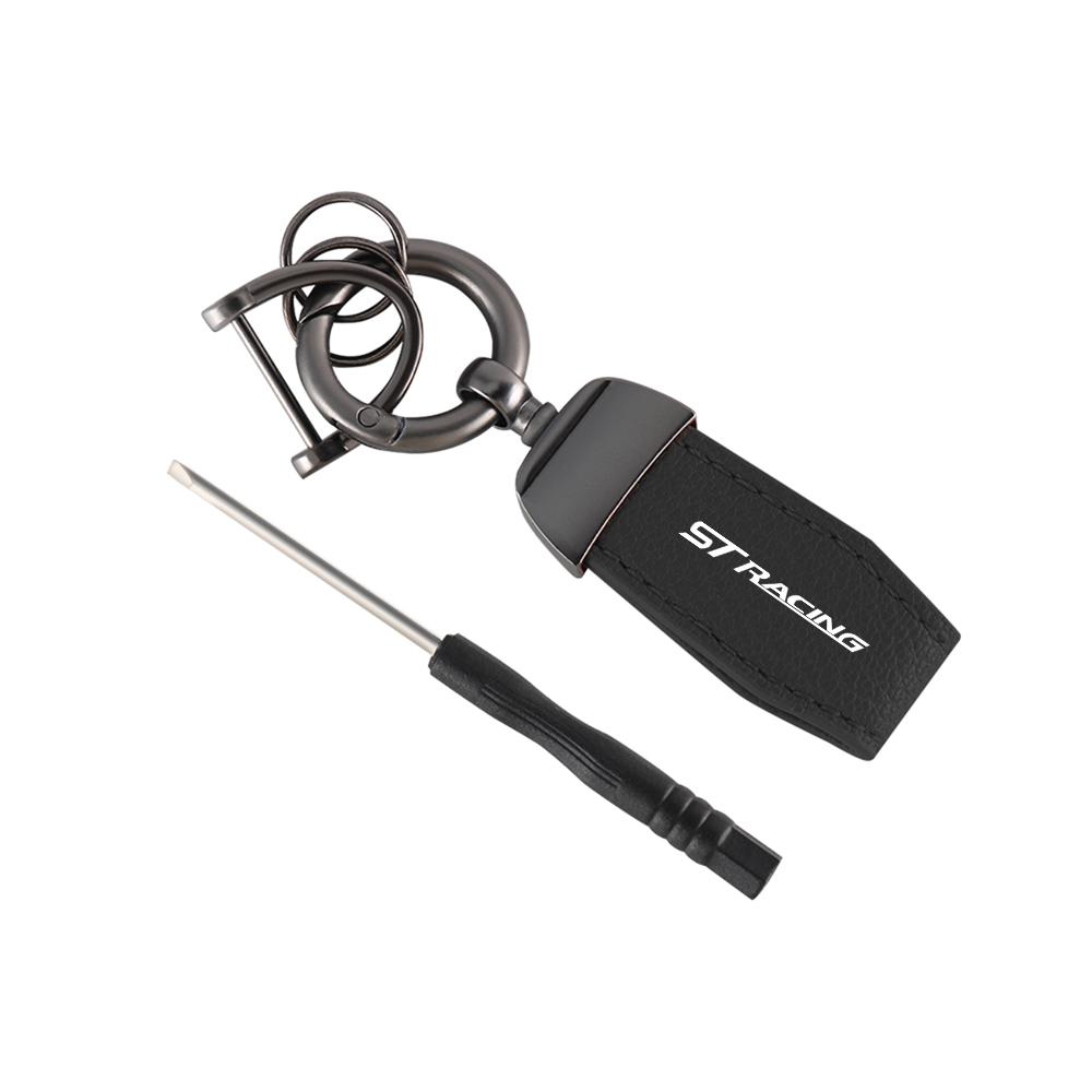 UENT8 Leather Car Keychain Key Chain Ring Pendant Styling Accessories For Ford Ranger Focus 3 Taurus Kuga Mustang Mondeo Fusion Escort