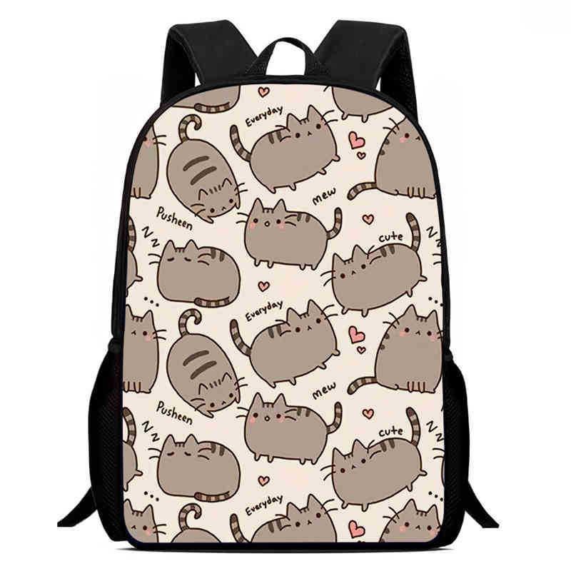 Детский рюкзак Pusheen Cat из ткани Оксфорд, дышащий, прочный, легкий, школьная сумка для учеников начальной школы