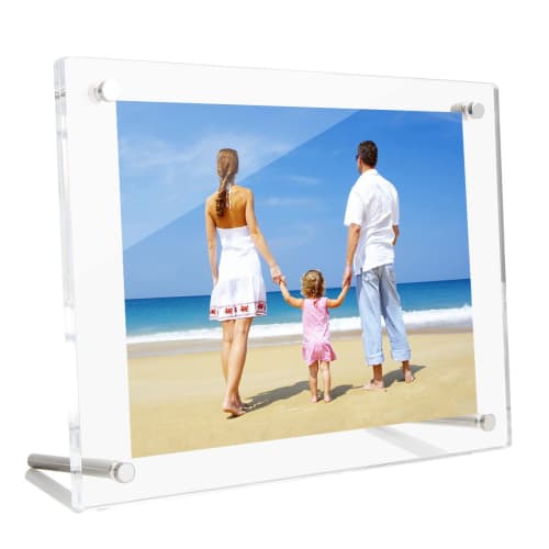 NIUBEE Acrylic Photo Frame, Large, Stand Type, Transparent, Tabletop Display Frame for Pictures, Posters, Paintings, and Certificates, 89x127mm