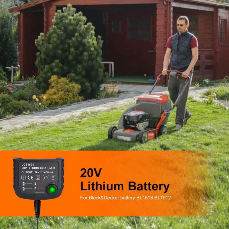 Зарядное устройство 20 В с литиевой батареей, совместимое с For Black&Decker 20V LBXR2020-OPE, LB2X3020-OPE, с вилкой US/EU/UK/AU