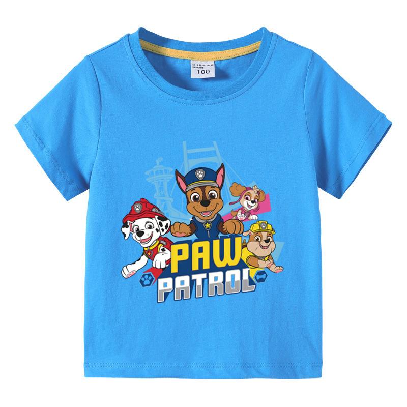 Paw Patrol Kids Clothing Tees Summer Printed Cartoon Fashion Short Sleeve Boys T-shirt Popular Design Children's Tshirt Crewneck