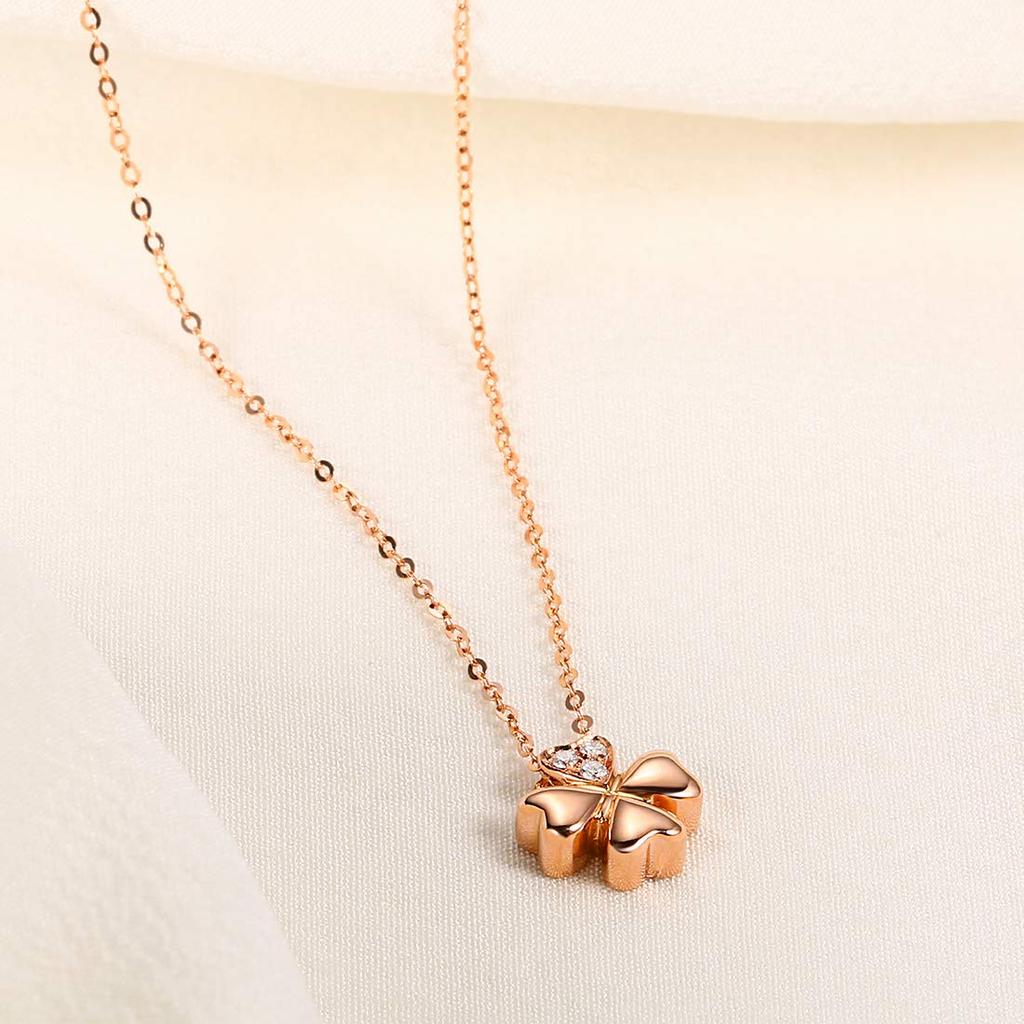 FANCIME Ожерелье из розового золота 18 карат с бриллиантами в форме клевера, идеально для женщин и подарочной упаковки, бриллианты, выращенные в лаборатории, дизайн с четырьмя лепестками, дни рождения, юбилеи,