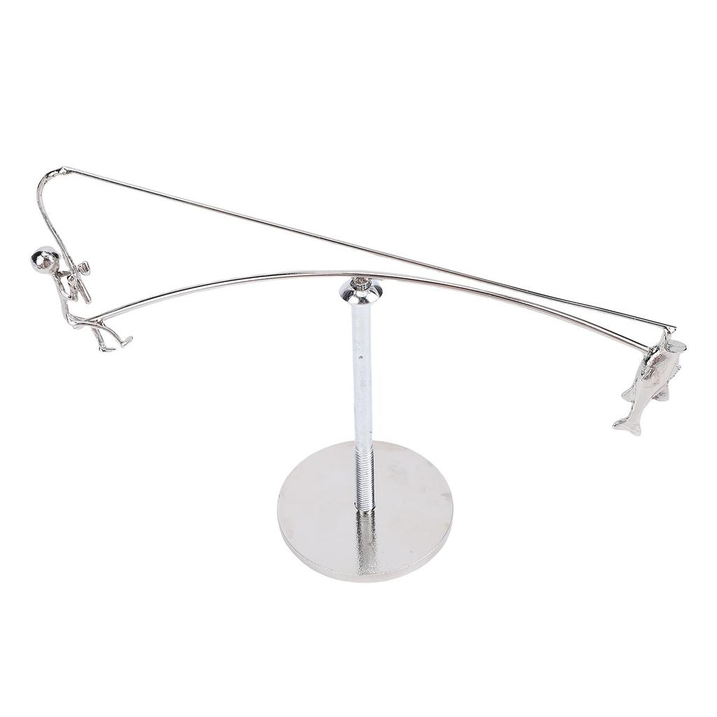 Fisherman Balancing Sculpture Modern Metal Fishing Statue for Decor Art Ornament