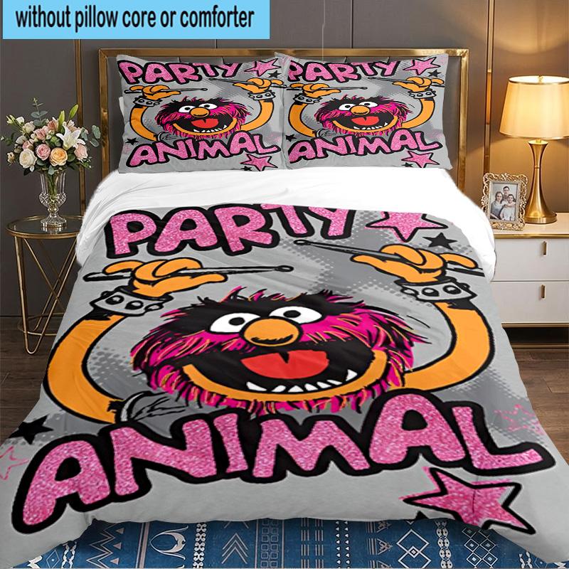 Muppet Show: Friendship Adventure 3PCS Bedding set,Ideal for 1pc Duvet Cover And 2pcs Pillowcases Perfect for Fan gift,Ideal for Bedroom, Dormitory