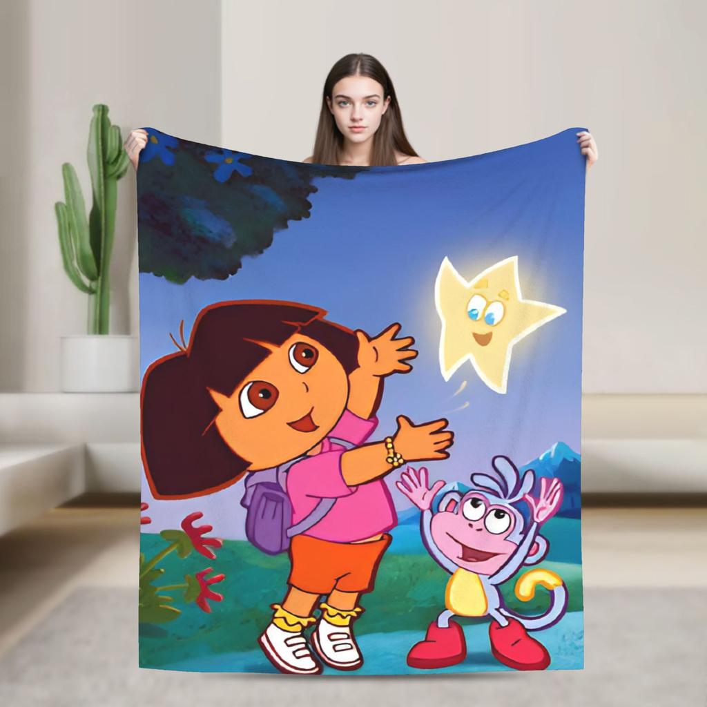 Warm BlanketChild Decorative Cartoon D-Dora The E-Explorer Adventure Throw Blanket For Outdoor Comfortable Sofa Bed Cover