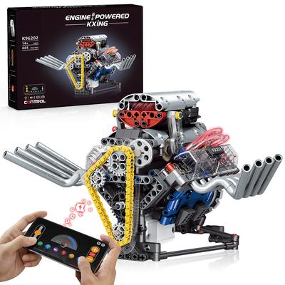 1:1 Набор строительных блоков V8 двигателя суперкара MOC Кирпичи Техническая модель Сборка Игрушки Светодиодный APP RC Автомобильные Аксессуары