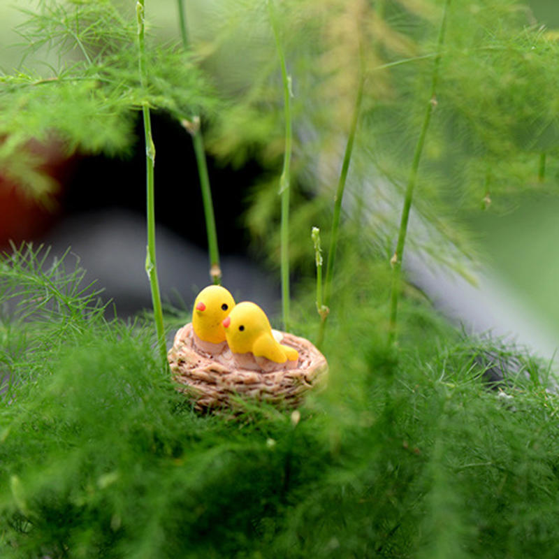 Mini Nest With Birds Fairy Garden Miniatures Gnomes Moss Terrariums Resin Crafts Figurines For Home Decoration Accessories
