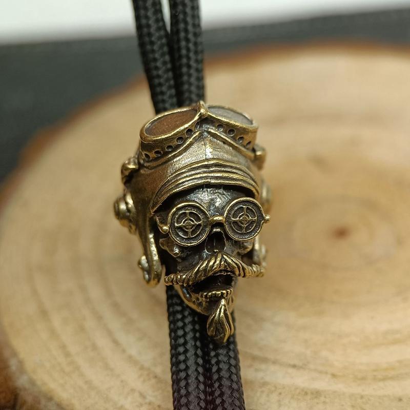 Пилот шлем череп голова латунный нож бусина открытый EDC зонтик веревка брелок кулон DIY паракорд плетеный браслет аксессуары шнурок талисман