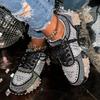 European Station Platform Rhinestone Large Size Dad Shoes Women's 2025 New Fashion Trend Muffin Sole Casual Sports Shoes