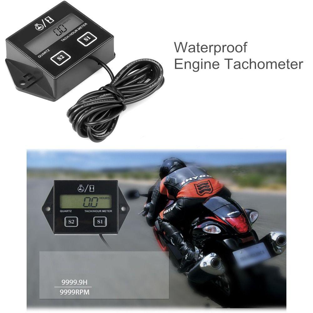 Professional Inductive LCD Display Digital Engine RPM Meter Engine Tach Hour Meter Tachometer Gauge