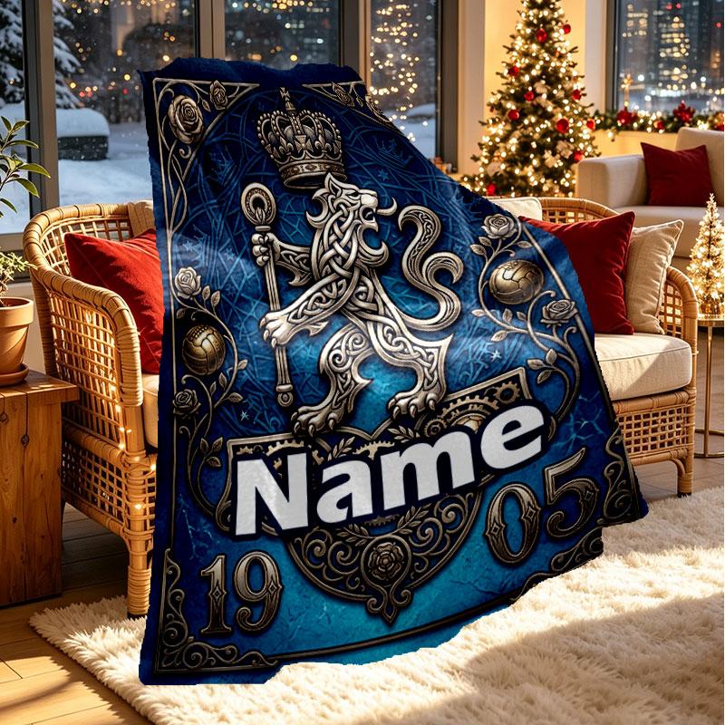 Custom Name Personalized Chelsea Football Club Print Blanket, Home Decor, Bedroom, Sofa, Camping, Couch, Gifts for Birthday Christmas