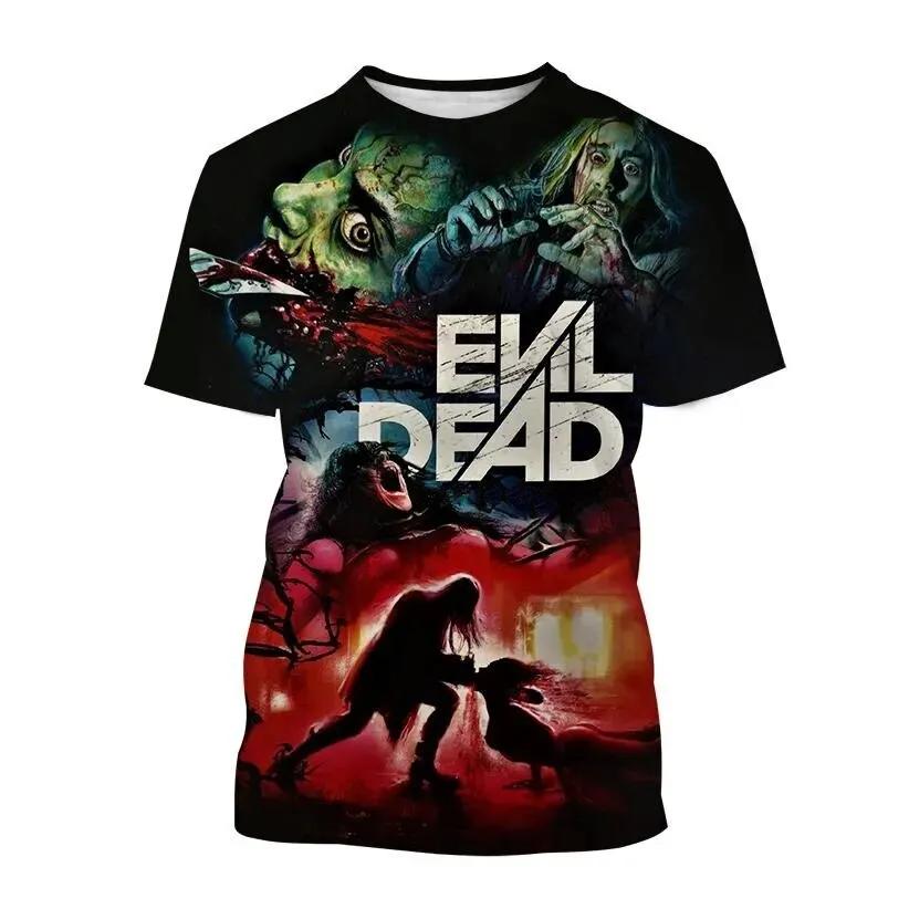 Летние 3D-печатные футболки Evil Dead Мужские Женские Повседневная Мода Уличная Одежда Оверсайз Короткий Рукав Футболка Мужские Футболки Топы Одежда