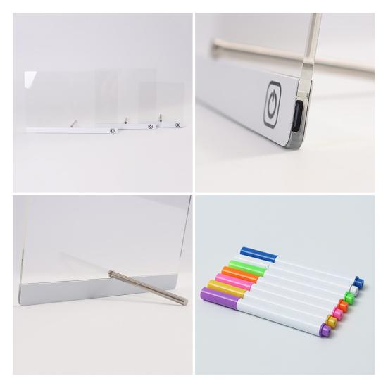 LED Note Board Rechargeable Acrylic Memo Pad Erasable Glowing Message Board To-do List Board Reusable Weekly Planner