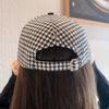 Coffee Streetwear Adjustable Pu Leather Brim Korean Style Hat Houndstooth Baseball Cap Face Cap