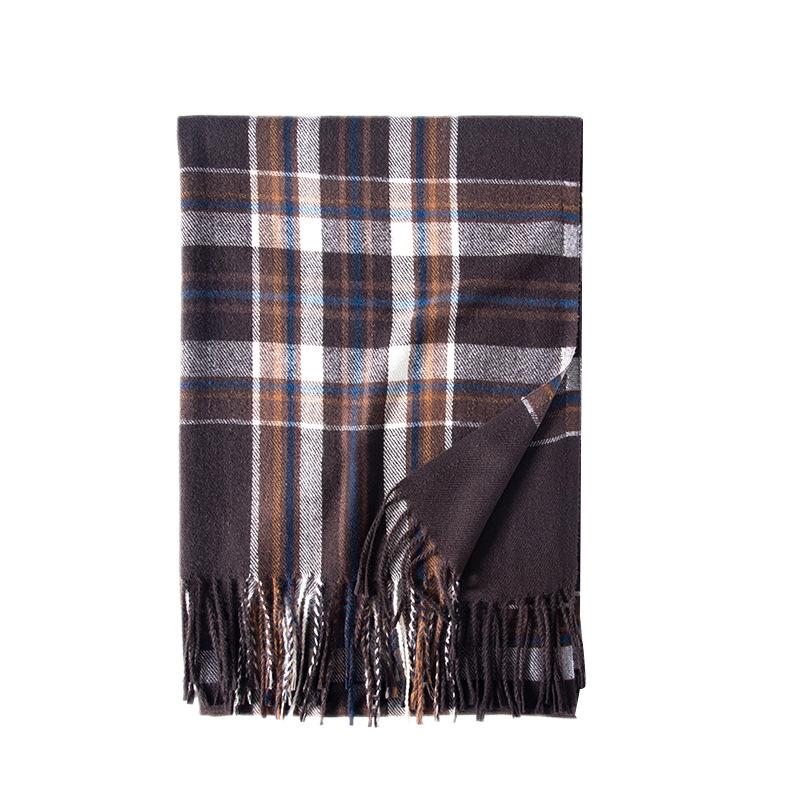 Women's Autumn Winter Thicken Warm Cashmere-like Long Scarf Fashion Plaid Shawl Tassel Pashmina
