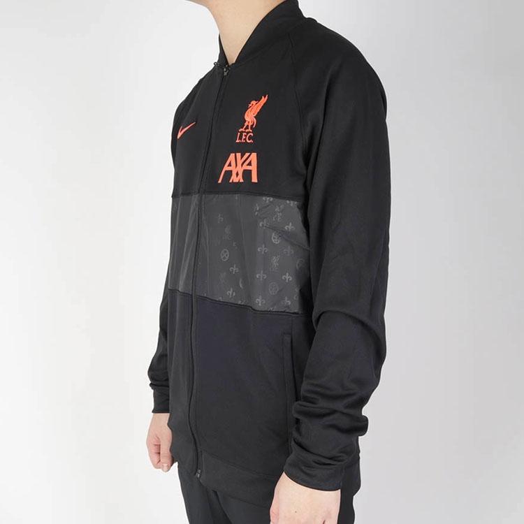 Nike Spliced Logo Print Long Sleeve Football Jacket 21-22 Season Liverpool Men Tops Black DA2774-011