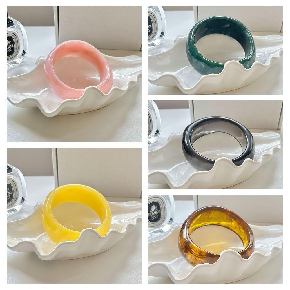 Bohemian Acrylic Bangle Shiny Transparent  Hand Ring Simple Irregular Wide Bracelet  Girls