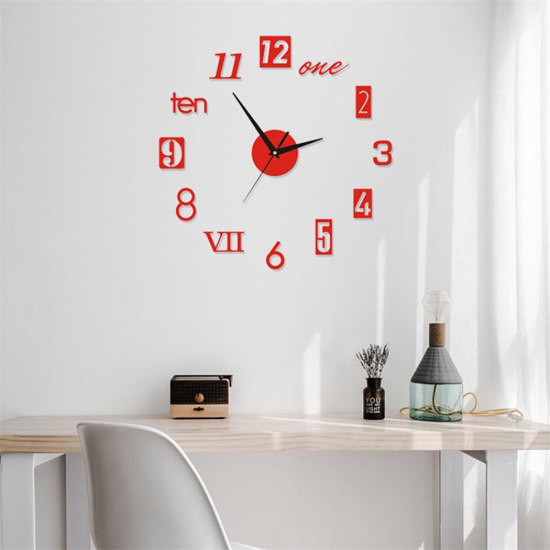 Creative Luminous, Simple and Silent Wall Clock, Three-dimensional Decorative Clock, Acrylic Digital Clock, Mirror Wall Sticker Clock