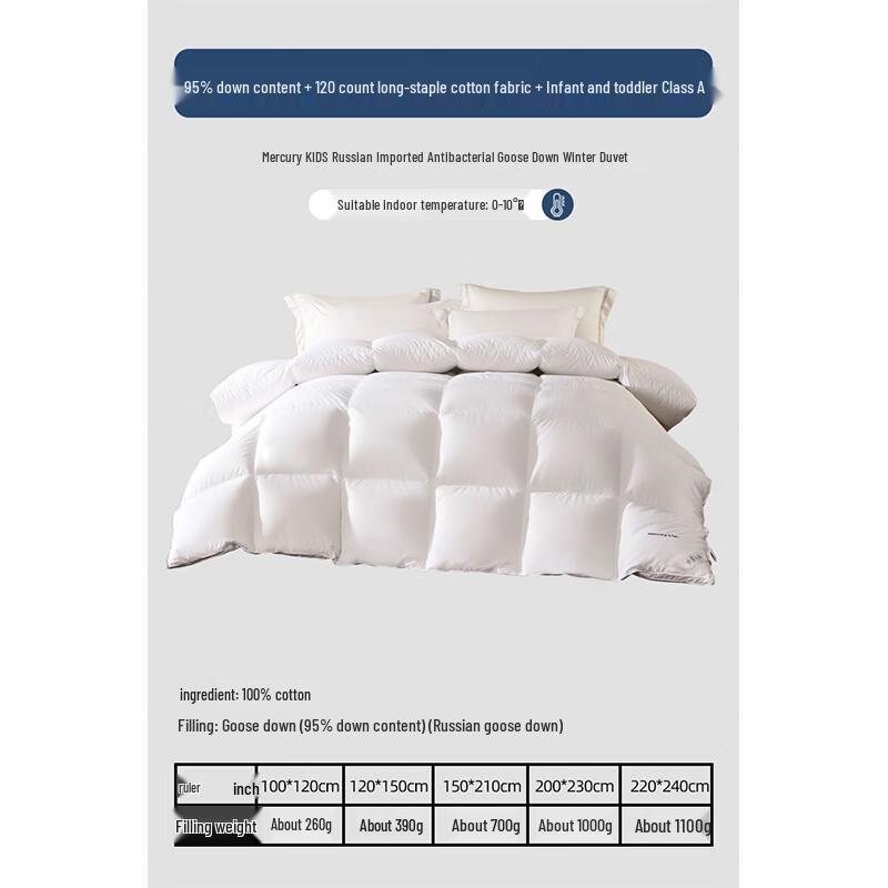 Mercury Home Anti-Mite 95% White Goose Down Winter Comforter