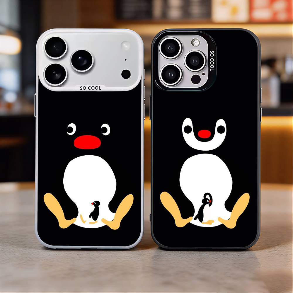 Милый Кавайи П-Пингвин Чехол для Телефона для iPhone 17,16,15,14,13,12,11 Plus,Pro Max,Цветной Серебристый Чехол для Телефона