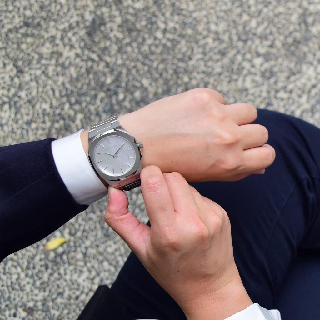 Авторизованный дистрибьютор D1 Milano Watch UTBJ23 Ультратонкий льняной ремень 40 мм из нержавеющей стали, серебристый [D1 MILANO] Мужской [ULTRA THIN]