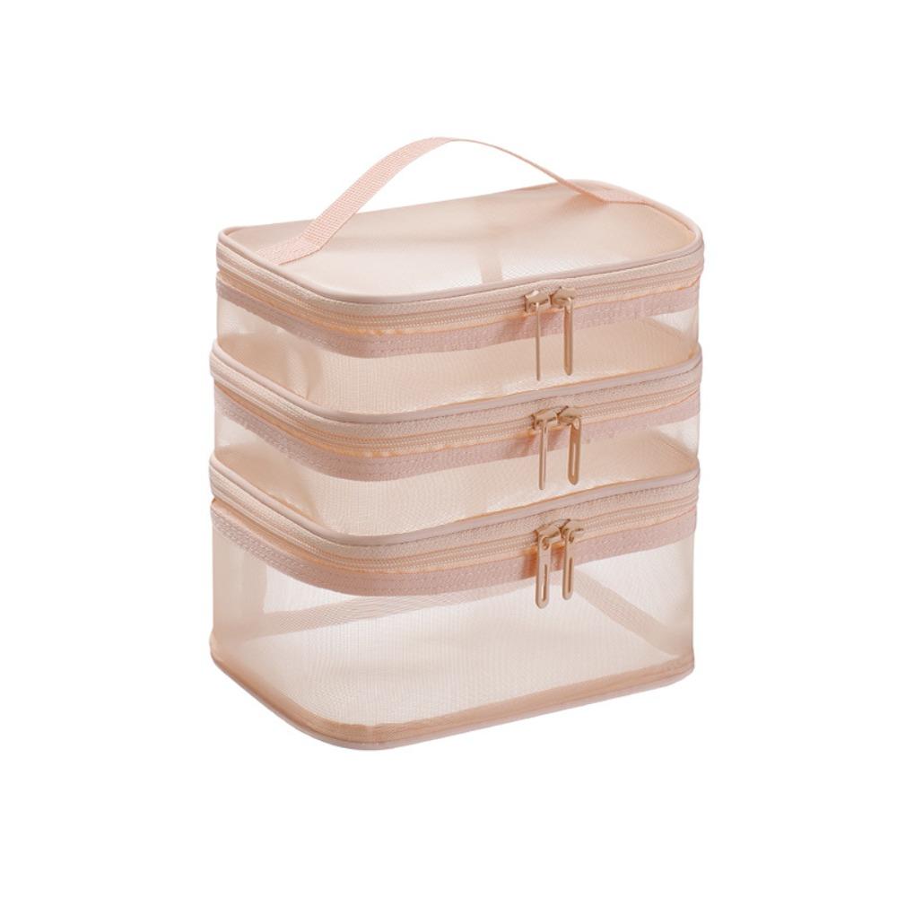 1/2/3 Layers Mesh Cosmetic Bags Zipper Perspective Makeup Bag Casual Cosmetic Storage Bag Women